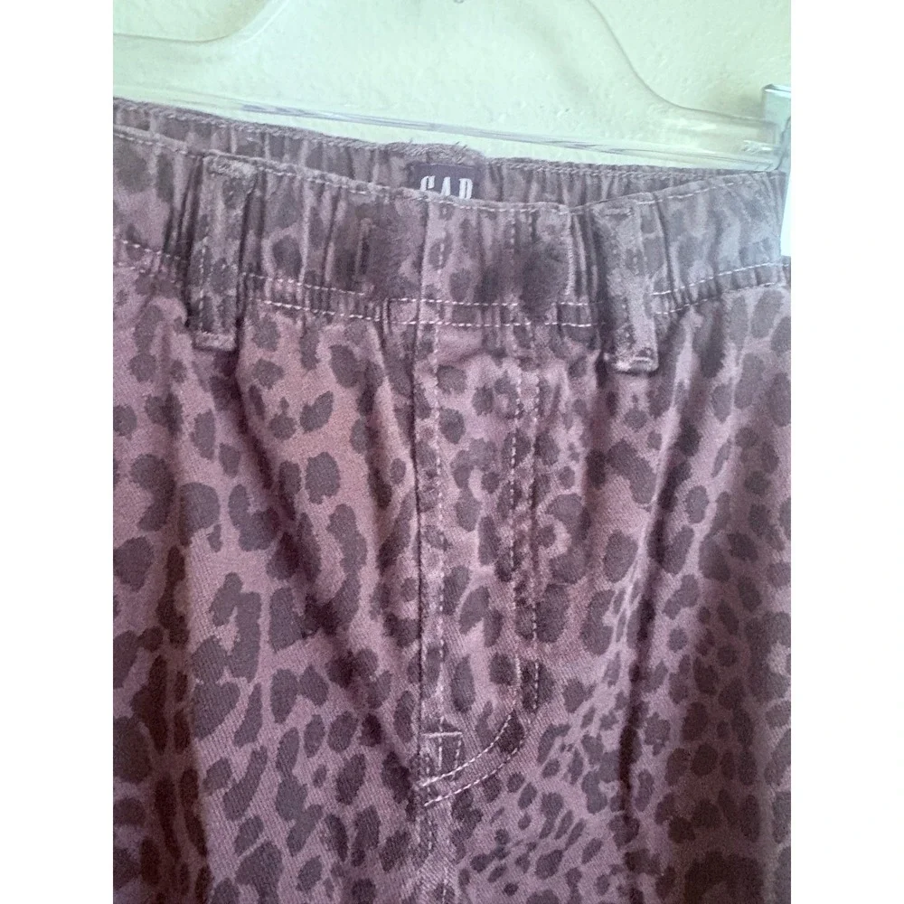 Gap Kids Black Gray Leopard Print Barrel Denim Jeans XL Elastic Waist